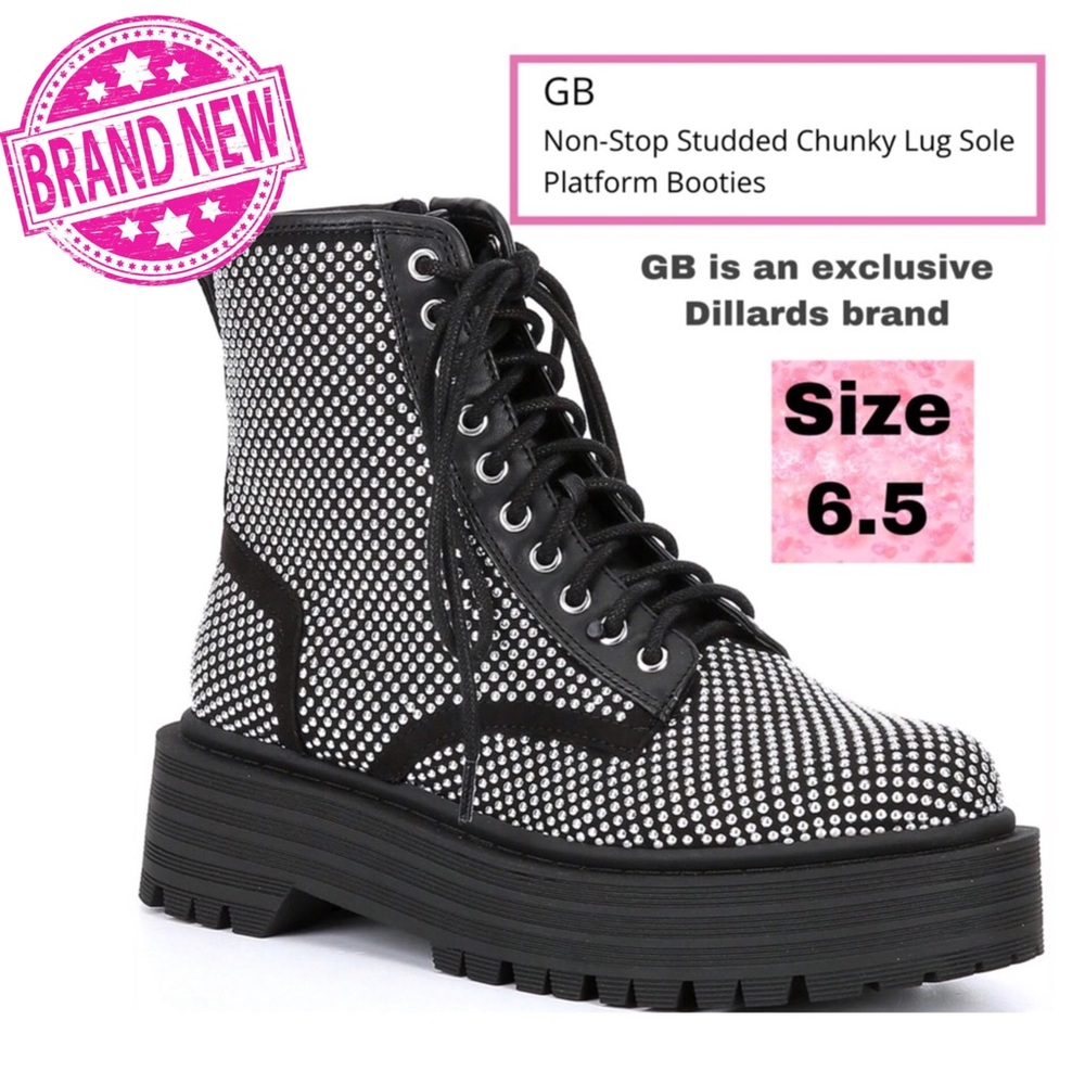 Studded, Chunky lug sole platform Boots